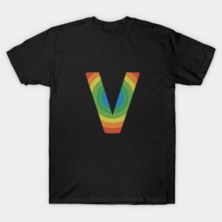 Retro Rainbow 'V' Sticker T-Shirt